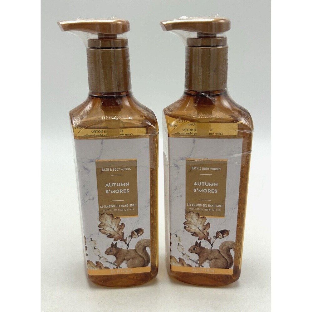 Bath Body Works Hand Soap Cleansing Gel Lot Set x 2 Autumn Smores Essential Oil